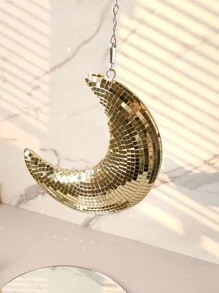 1pc Moon Shaped Pendant With Chain, Vintage Reflective Party Hanging Decor, Fashionable Home Decoration Suitable For Weddings, Parties, Rooms, Houses, Bars, Hanging,Home Decor ,Room Decor,Wall Decor - Multicolor - View 9