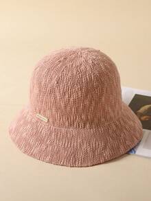 全季節女士情人節限量版粉紅色紋理桶帽