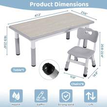 MAMIZO Kids Table And 6 Chairs Set, Height Adjustable Graffiti Table ...