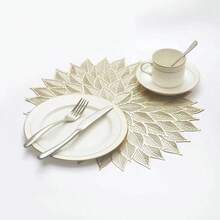 1 件花葉金箔空心網狀餐墊杯墊適合派對、聚會、婚禮和日常用餐 - 時尚北歐設計 - 隔熱防水 - 家居裝飾的理想選擇 - 金色 - 查看 2