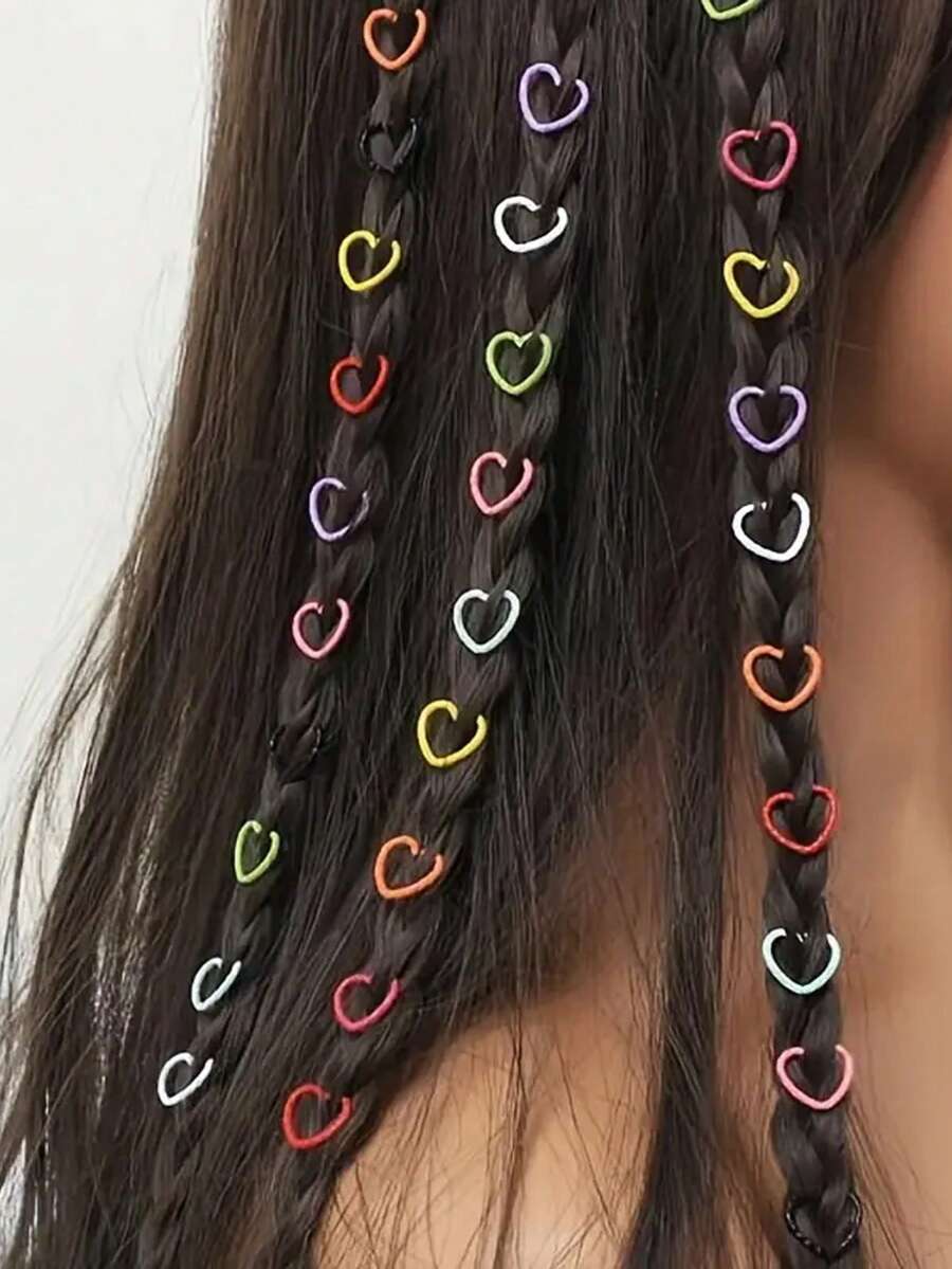 About 50pcs Girls Heart And Star Cartoon Hair Beads Hair DIY Accessories - Multicolor - View 1