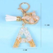1 móc khóa sáng tạo kèm đá chữ cái, phụ kiện nhựa, tua rua hình bướm, mặt dây chuyền chữ cái, móc khóa cho bé gái, phụ kiện ô tô, túi xách, phụ kiện học đường, phong cách Goth Y2k dễ thương, phụ kiện túi xách, dây đeo có ngăn đựng thẻ, phụ kiện ô tô, túi xách, móc khóa - Nhiều màu - Xem 12