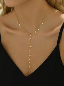 1 Collar De Acero Inoxidable Con Colgante En Forma De Y Chapado En Oro De 18 Quilates. - Amarillo Oro - Ver 4