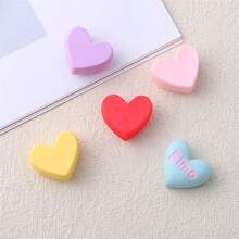 10pcs Eimo Heart Shape Resin Diy Jewelry Crafting Material For Cream Glue Phone Case, Hairpin, Shoe Buckle, Apparel - Love Series - View 4