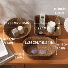 1入手工編織天然海草收納籃,適用於任何季節的野餐、節日、花園、庭院、客廳、廚房、臥室、衣櫃、浴室、化妝品組織 - 咖啡棕 - 查看 2