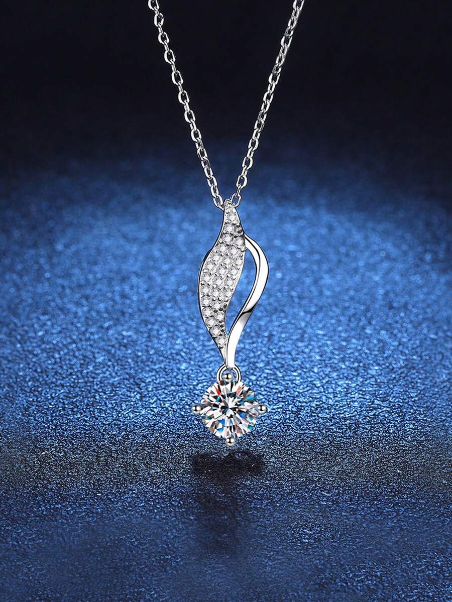 1條優雅奢華的925銀和鋯石項鍊,適用於日常佩戴和情人節送禮給女士 - 銀色 - 查看 1