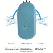 迷你可攜式空氣淨化器,空氣清新劑空氣清潔器,負離子空氣淨化器,除臭劑除臭器耐用除塵煙煙去除甲醛去除靜音個人使用,可攜式個人空氣淨化器,頸掛迷你負離子淨化器 - 黑色 - 查看 3