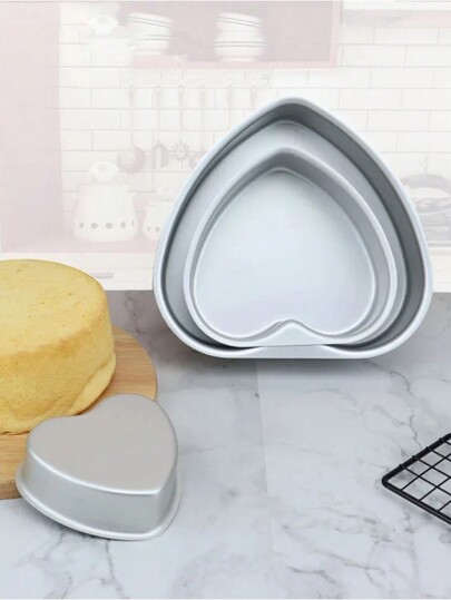 1 pieza Molde de pastel de fondo fijo en forma de corazón, de aleación de aluminio anodizado, herramienta de cocina para hornear pasteles esponjosos, pudines, etc. para fiestas y el Día de San Valentín
