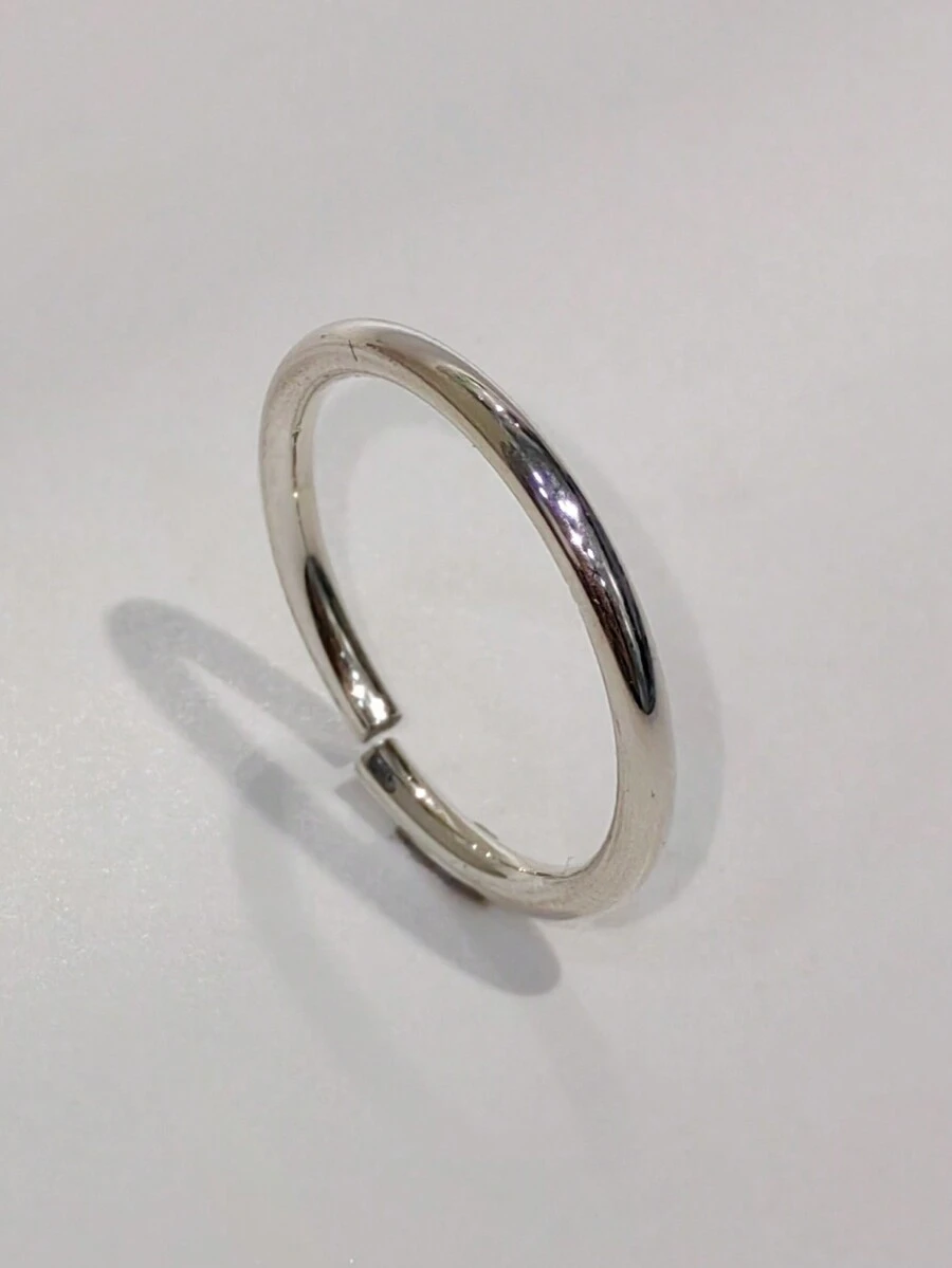 1pc Simple Style Sterling Silver 925 Open Ended Ring With Round Bar And Inlaid With Zirconia - Silver - View 1