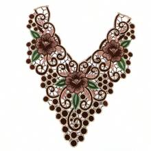 1pc Brown Water-Soluble Lace Collar Flower Embroidered Edge Sewing/Decoration Diy Lace Trim Accessory - Brown - View 3