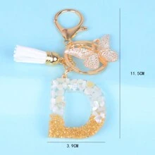 1 móc khóa sáng tạo kèm đá chữ cái, phụ kiện nhựa, tua rua hình bướm, mặt dây chuyền chữ cái, móc khóa cho bé gái, phụ kiện ô tô, túi xách, phụ kiện học đường, phong cách Goth Y2k dễ thương, phụ kiện túi xách, dây đeo có ngăn đựng thẻ, phụ kiện ô tô, túi xách, móc khóa - Nhiều màu - Xem 26