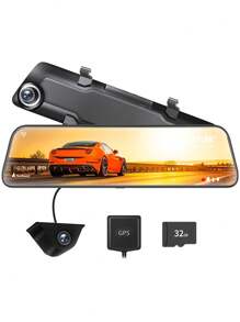 WOLFBOX 12" 4K Mirror Dash Cam Car Camera, 2160P Full HD Smart Rearview Mirror For Cars & Trucks, Front And Rear View Dual Cameras, Night Vision, Parking Assistance, Free 32GB Card & GPS - G840H - View 1