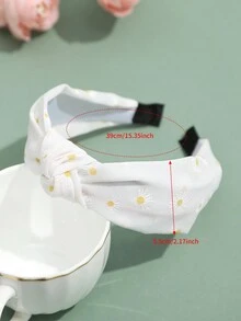 1pc Women Pearl & Lace Headband, Suitable For Daily Wear - White - View 4