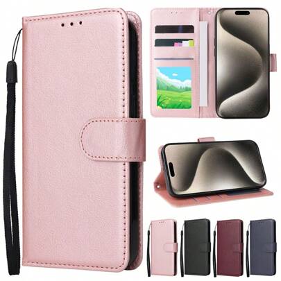 ZZXX Wallet With Card Slot Photo Frame Support Function Magnetism Flip PU Artificial Leather Case Compatible With IPhone 17 Air 16e 15 Pro Max 14 Plus 13 12 11 XS XR SE 2022 2020 8 7 ForSamsung Galaxy Compatible With Xiaomi 15T 14T 13T Redmi Poco Cover Business Shockproof Protective Card Bag