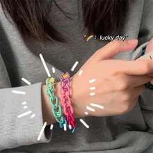 200入組女孩髮帶,彈性橡膠圈,不傷髮絲,柔軟的馬尾捆扎器,適合嬰兒和兒童,編髮配件,對頭髮無害 - 彩色 - 查看 4