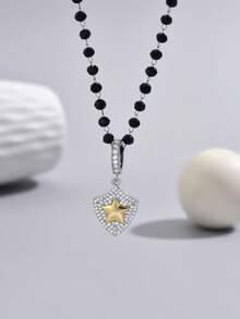 1條水晶項鍊,搭配全鑲鑽石星星吊墜 - 彩色 - 查看 2