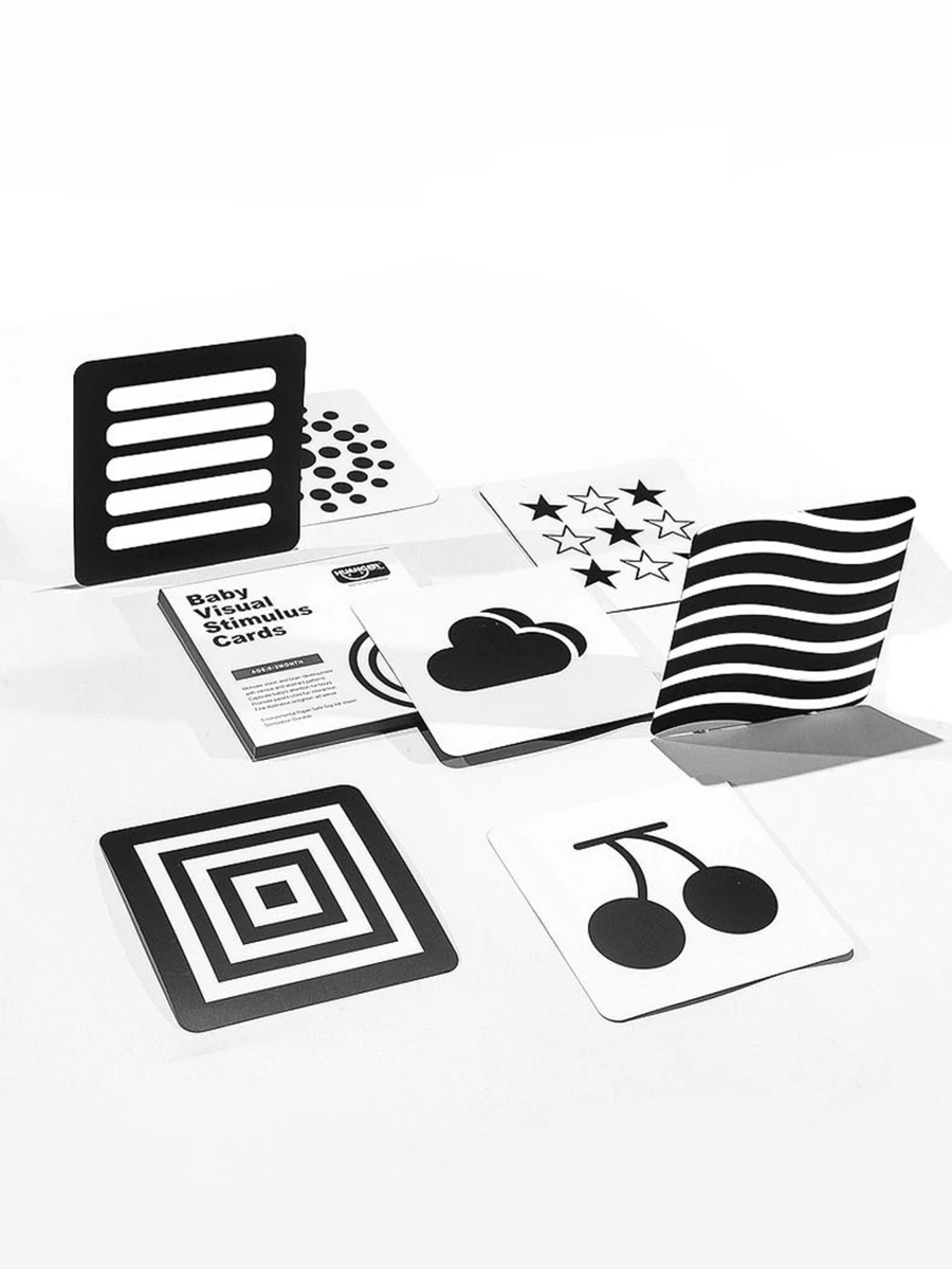 1入組黑白視覺刺激卡,新生兒早期教育必備 - 黑與白 - 查看 1