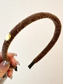 1入女士多色毛絨優雅時尚的帶金標條頭帶,適用於日常佩戴