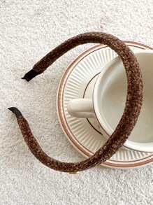 1入女士多色毛絨優雅時尚的帶金標條頭帶,適用於日常佩戴