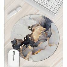 1pc Round Mouse Pad 20*20cm With Blue Marble Pattern, Made Of Rubber, Suitable For Mouse - Twenty - View 1