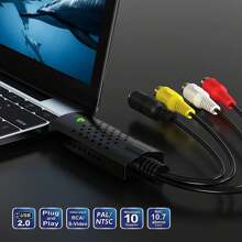 Video Capture Card, RCA To USB Audio Video Converter, VHS Mini DV VCR Hi8 DVD To Digital Converter For PC TV Tape Player Camcorder - 黑色 - 查看 5