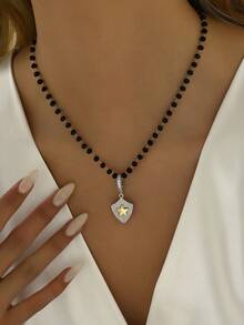 1條水晶項鍊,搭配全鑲鑽石星星吊墜 - 彩色 - 查看 1