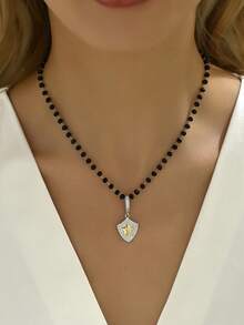 1條水晶項鍊,搭配全鑲鑽石星星吊墜 - 彩色 - 查看 3