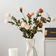 1pc Creative Ceramic Pleated Flower Vase For Living Room Home Decoration Artware, Daily Use - White - View 2