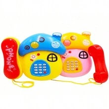 1個隨機顏色卡通蘑菇形模擬音樂和燈光電話,手機配件 - 彩色 - 查看 1