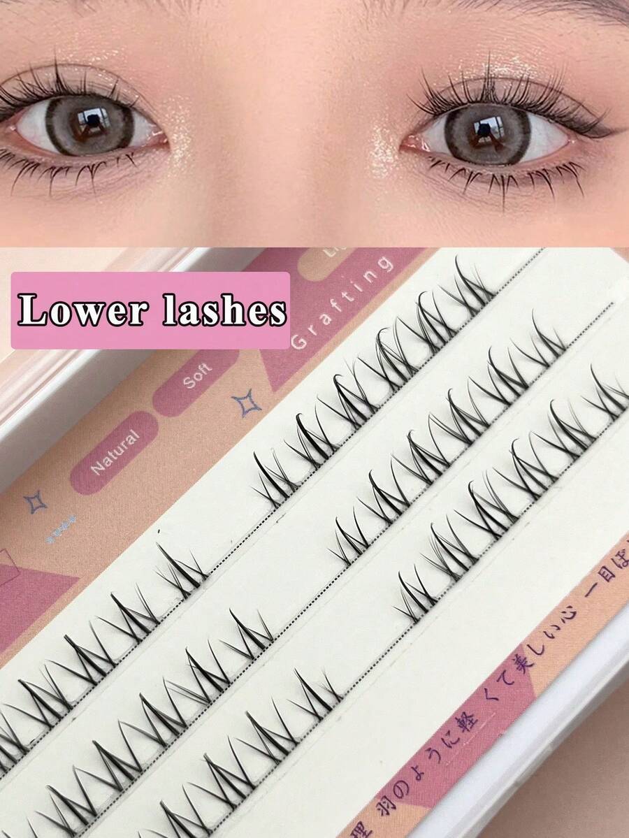 36入組自然下睫毛簇束假睫毛,diy眼睫毛簇束延長 - 黑色 - 查看 1