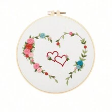 DIY手工刺繡套件-心形設計，附4套材料包，多色可選 - 彩色 - 查看 4