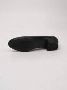 供空服員/上班族穿著的黑色皮鞋,具有粗高跟長時間站立和柔軟鞋底舒適行走,適用於面試和高跟鞋 - 黑色 - 查看 8