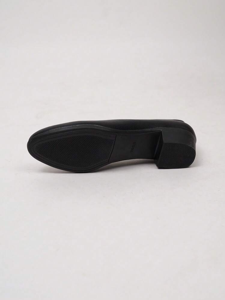 供空服員/上班族穿著的黑色皮鞋,具有粗高跟長時間站立和柔軟鞋底舒適行走,適用於面試和高跟鞋 - 黑色 - 查看 8