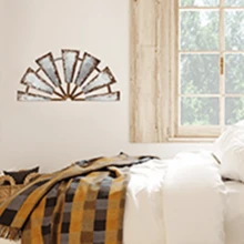 1pc Metallic Farmhouse Wall Decor, Metal Windmill Wall Art Decoration, Rustic Metal Art Sculpture For Home, Bedroom, Nursery, Dorm Decoration - Semicircle - View 3