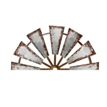 1pc Metallic Farmhouse Wall Decor, Metal Windmill Wall Art Decoration, Rustic Metal Art Sculpture For Home, Bedroom, Nursery, Dorm Decoration - Semicircle - View 5