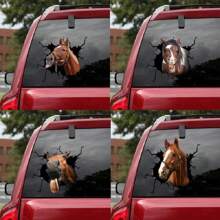 1套馬系列有趣車貼,窗貼,8款風格,可選擇26 * 26尺寸,有各種馬惡作劇和有趣的表情,破破爛爛的汽車窗戶靜電貼,新穎獨特的汽車裝飾,馬主題派對牆面玻璃貼紙,減壓貼紙,萬聖節,愚人節,聖誕節別致裝飾道具,惡作劇和戲弄道具 - 彩色 - 查看 1