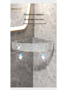 1 Pieza Estantería Triangular De Esquina Montada En La Pared Con Patrón De Glaciares Y Patrón De Onda De Agua, Para Almacenamiento En El Lavabo Del Baño O Cocina - Gris - Ver 6