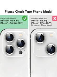 9H Tempered Glass Metal Ring Camera Cover Film - Protect Your Compatible With Apple17/17Air/17pro/17promax/16/16pro/16plus/16promax/16 14 Pro (6.1 Inch) & 14 Pro Max (6.7 Inch) With Case Friendly Anti-Scratch High Definition Coverage & A Metal Ring For Maximum Protection! - Silver - View 5