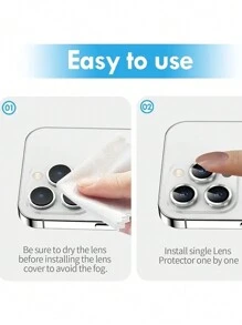 9H Tempered Glass Metal Ring Camera Cover Film - Protect Your Compatible With Apple17/17Air/17pro/17promax/16/16pro/16plus/16promax/16 14 Pro (6.1 Inch) & 14 Pro Max (6.7 Inch) With Case Friendly Anti-Scratch High Definition Coverage & A Metal Ring For Maximum Protection! - Silver - View 4