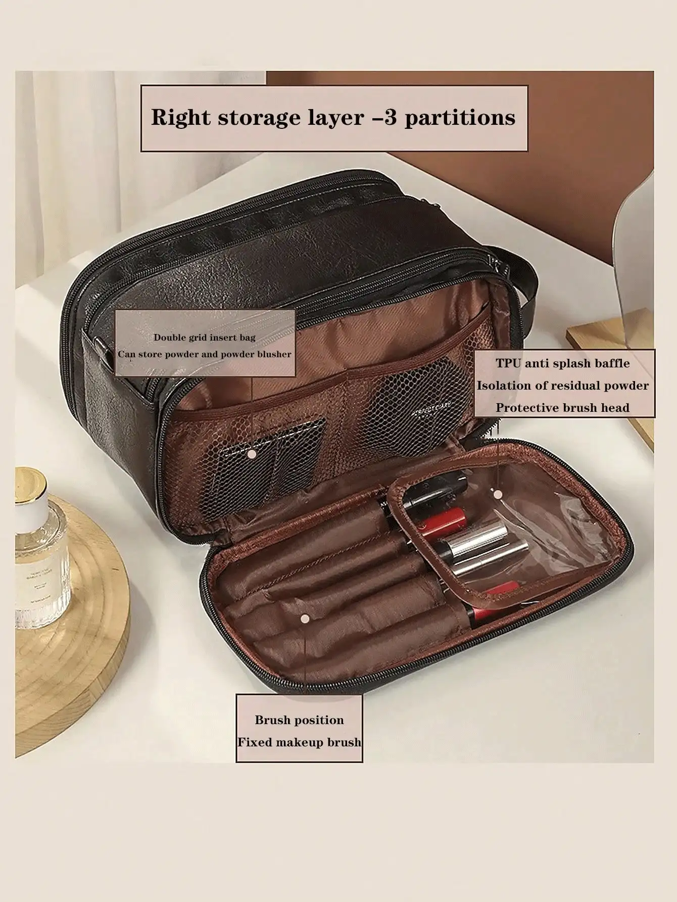 Women's Large Capacity Portable Toiletry Bag For Travel And Cosmetic Storage Men Toiletry Bag Makeup Brushes Storage Makeup Bag Makeup Bags Makeup Organizer Make Up Organizer Makeup Storage