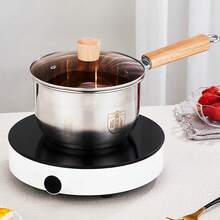 1pc Thickened 304 Stainless Steel Milk Pot With Steaming Rack & Steaming Plate For Baby Food Cooking, Mini Multifunctional Household Pot - Grey - View 4