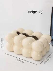 Modern Ceramic Tissue Box Holder, Suitable For Any Room With Stylish Design, 1pc Beige Tissue Box Cover Best Gifts Birthday - White - View 11
