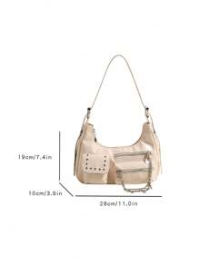 Women's Y2k Style Versatile And Pu Crossbody Bag - Beige - View 2
