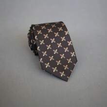 1 件男士手工酒紅色和深藍色聚酯領帶,適合婚禮、日常派對和送禮 - 咖啡棕 - 查看 8