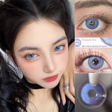 Kongshanji Blue Colored Contact Lenses For Eyes Natural Contact Lens Big Beauty Pupil Degrees Prescription Myopia - Blue - View 2