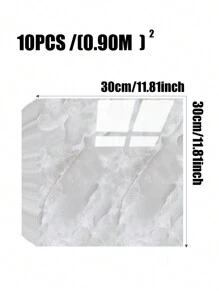 10pcs 0.9㎡ Light Grey Marble Pattern Tile Sticker, Self-Adhesive Aluminum-Plastic Board For Waterproof, Moisture-Proof, Surface Refurbishment, Background Wall Decoration., Renovation Stickers Peel Wall Panels, Wall Paper, Wallpapers, Spring Decoration Items Refresh Your Home, Rama Decoration Stickers - Light Grey - View 6