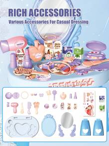 Small Size Children's Dressing Table Toy Girl Simulation Home Makeup And Makeup Jewelry Box 3-4 5-6 Years Old Baby Birthday Gift - Blue-dressing Table 30pcs - View 4