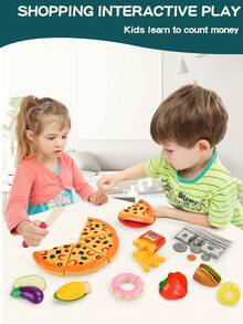 97入組2-3歲幼兒廚房玩具套裝,逼真的烹飪玩具有切可切水果,蔬菜;有助於培養細致的動作技能、想象力和創造力;可以扮演廚師的角色,男孩和女孩的生日禮物,購物和計算體驗 - 彩色 - 查看 3