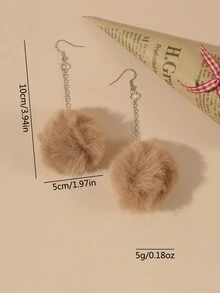 1 Pair Of Fashionable Khaki-Colored Long Sweet Girls Ball Cute Earrings. - Khaki - View 2