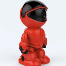 Red Robot Shaped Wireless Wifi Indoor 360-Degree Camera With Remote Control And High Definition, For Home Security Monitoring - Black - View 5